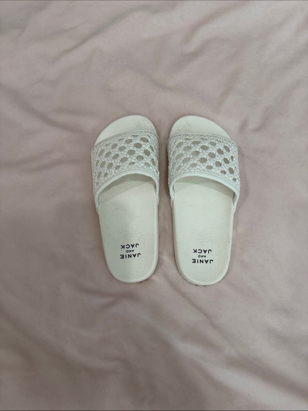 Girls Janie and Jack White Woven Slide Sandals